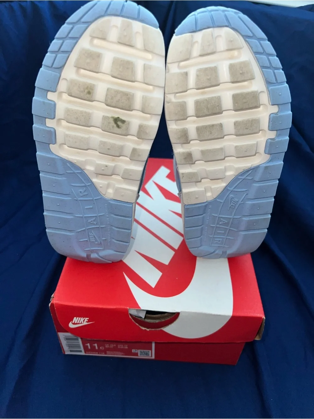 Nike Kids Airmax 1 Light Blue and White Low-Top Sneakers Sz 11c